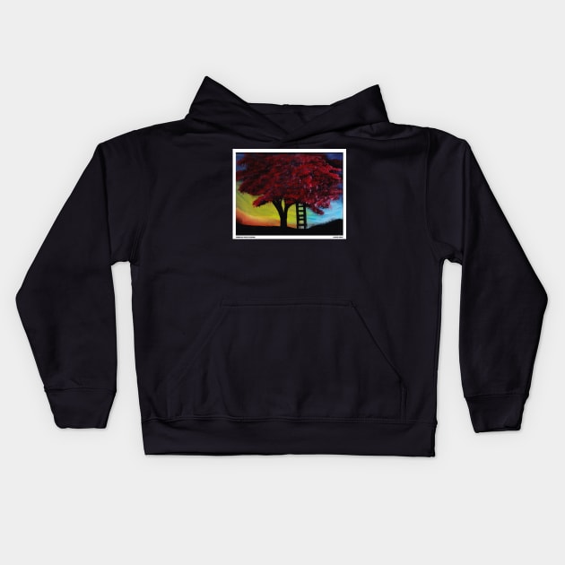 Tree On A Hill Nature Landscape Novelty Gift Kids Hoodie by Airbrush World
